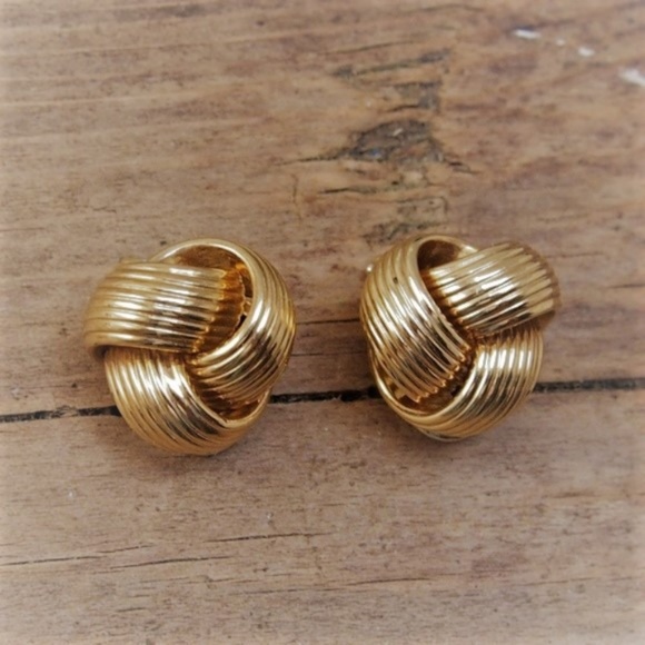 🌟HP🌟Italian 750/18k Gold Love Knot Earrings 8 gm - Picture 3 of 5